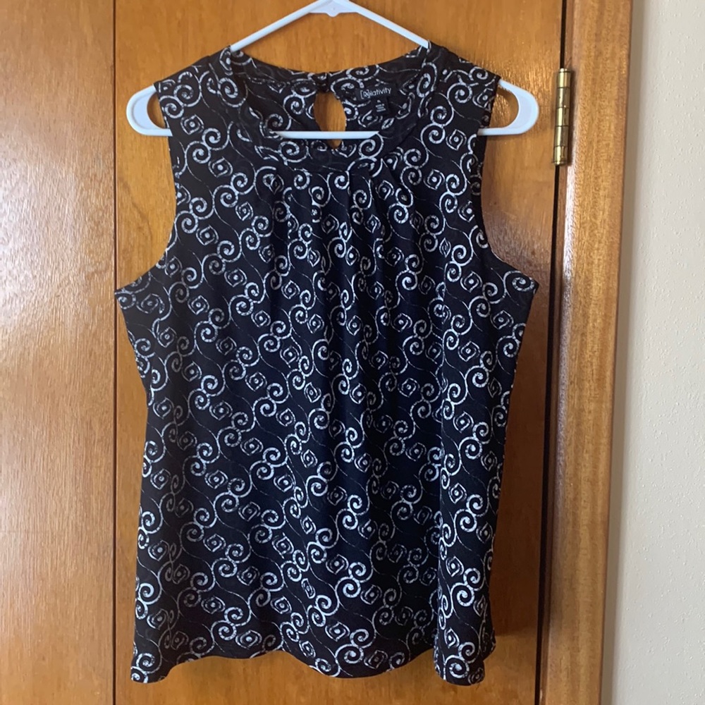 Relativity black sleeveless top, stretch knit material.